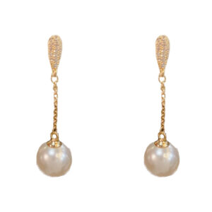 KNER-49 925 sterling silver needle zirconia water-drop pendant pearl earrings