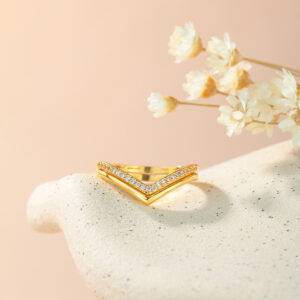 JZKN-13 V-shaped drill-cut zircon ring