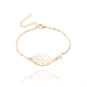SLKN-10 Hollowed-out pearl leaf bracelet
