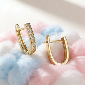 KNER-51 U-Shaped Bling Gold Earring Post