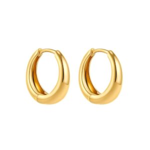 KNER-55 18K Gold Tone Smooth Copper Plated Earrings