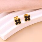 18K金不锈钢贝母四叶草手链项链耳钉三件套装女百搭饰品_09