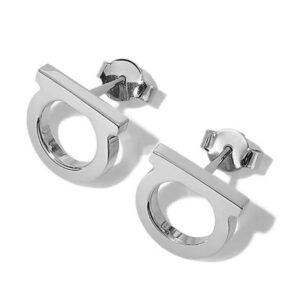 KNER-35 Stainless steel letter "D" stud earrings - luxurious with diamonds, fashionable earrings