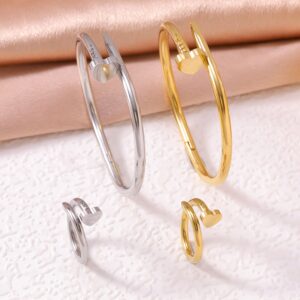 KNTZ09 Simple and fashionable stainless steel heart-shaped bracelet ring set for couples' wristbands