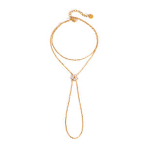 SLKN-04 White zircon double-layer fingerless bracelet - European style, highly fashionable, extremely sexy, one-piece handback chain
