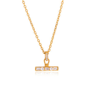 KNXL02 Classic style white rhinestone T-bar cross necklace