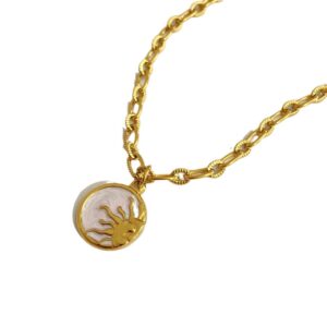 KNXL12 18K gold stainless steel sun and moon necklace