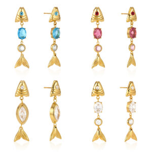 KNER-43 Titanium steel zirconia earrings - luxurious and high-end beach-style earrings