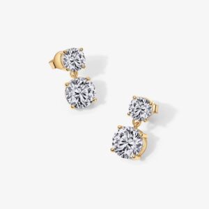KNER-61 18K Gold Plated Zirconia Simple Basic Stud Earrings