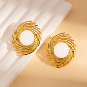 KNER-68 The Vortex Collection - Statement Stainless Steel Swirl Earrings (Available in Retro White, Forest Green & Cobalt Blue)