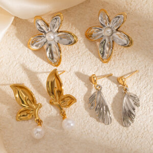 KNER-66 18K Gold Plated Stainless Steel Earrings for Women,  Real Gold Plated Tarnish-Free Cartilage Piercing,