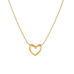 KNXL24 The Liquid Heart Snake Chain - High-Shine Stainless Steel Necklace, Korean Minimalist High-End Aesthetic